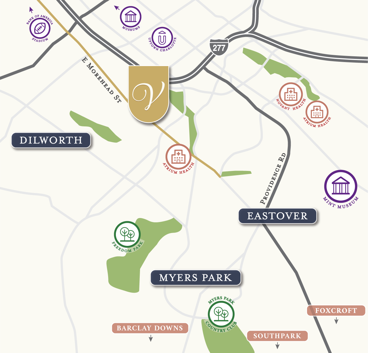 Village on Morehead Charlotte Map